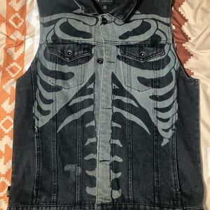 RUDE Skeleton front & back rib cage black vest XS (Like new)